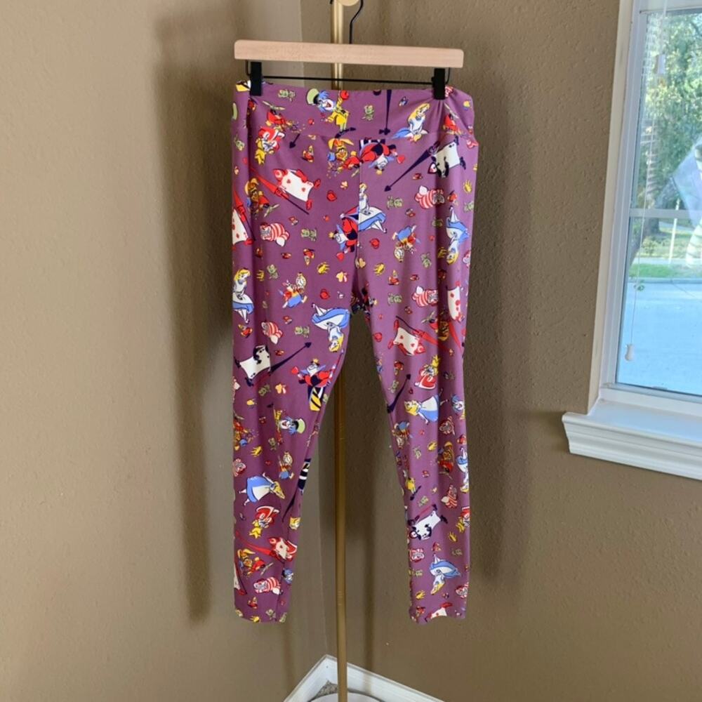 LuLaRoe Alice in Wonderland Leggings TC2 Tall Curvy Disney Character Purple